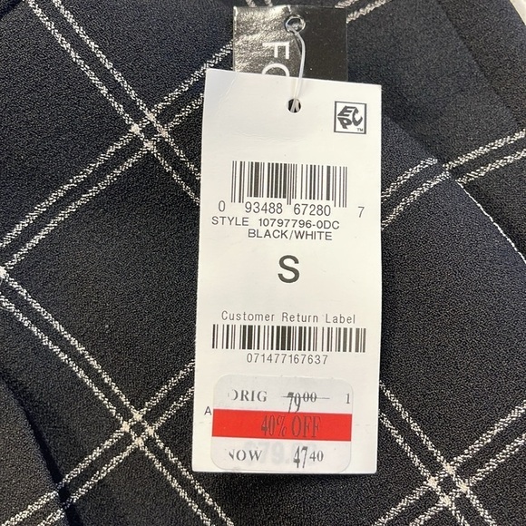 Bar III NWT Black White Window Pain Pull On High Waist Dress Pants Size Small - Picture 3 of 6